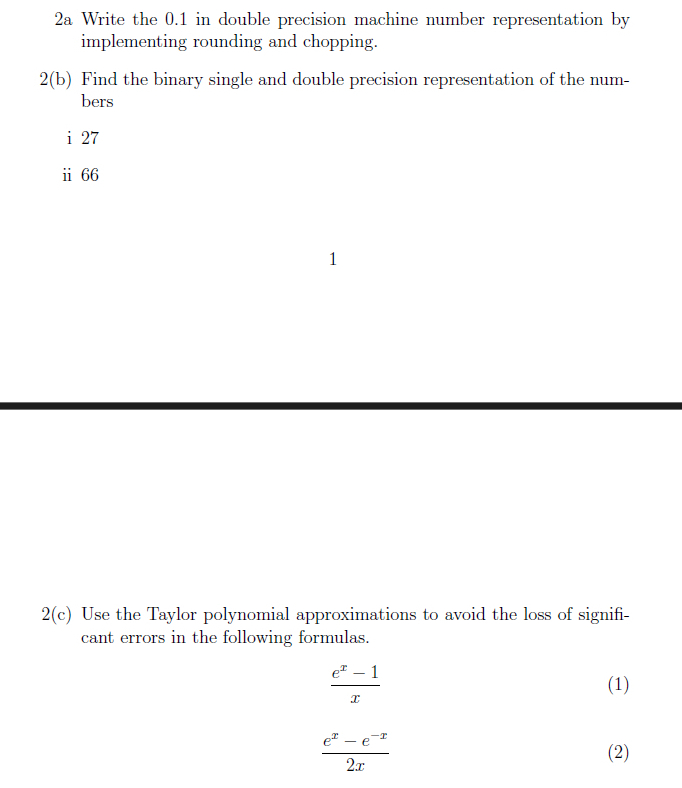  2a Write the 0.1 in double precision machine number representation by