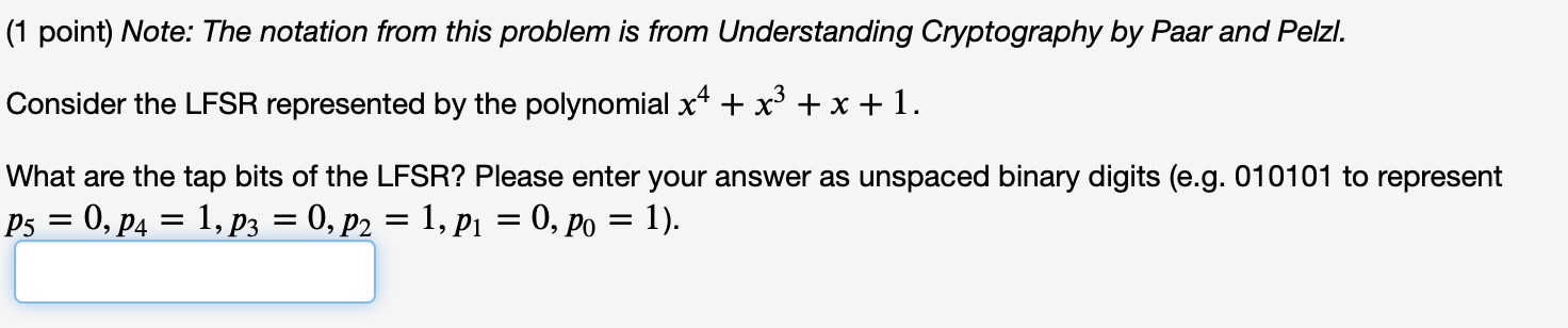  (1 point) Note: The notation from this problem is from Understanding
