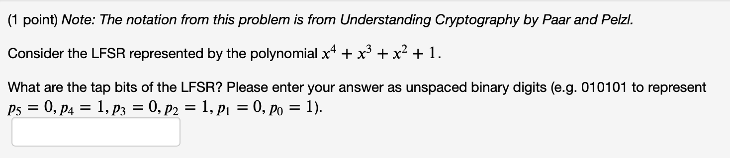  (1 point) Note: The notation from this problem is from Understanding