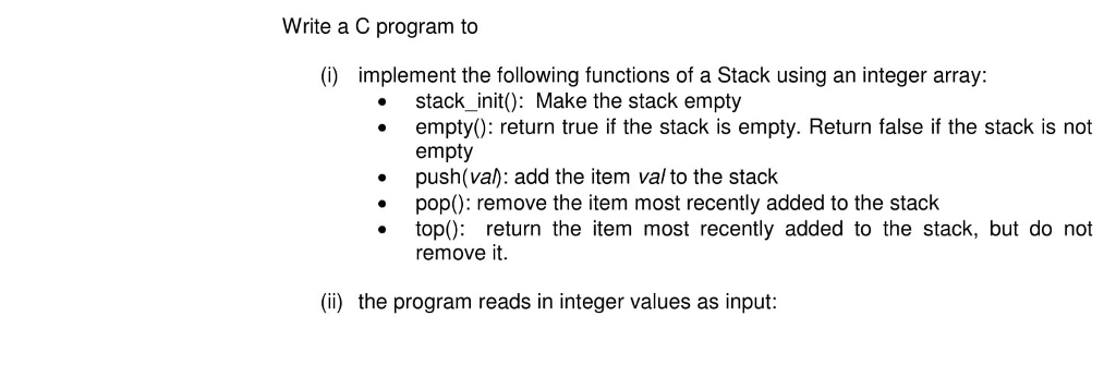  Write a C program to (i) implement the following functions of