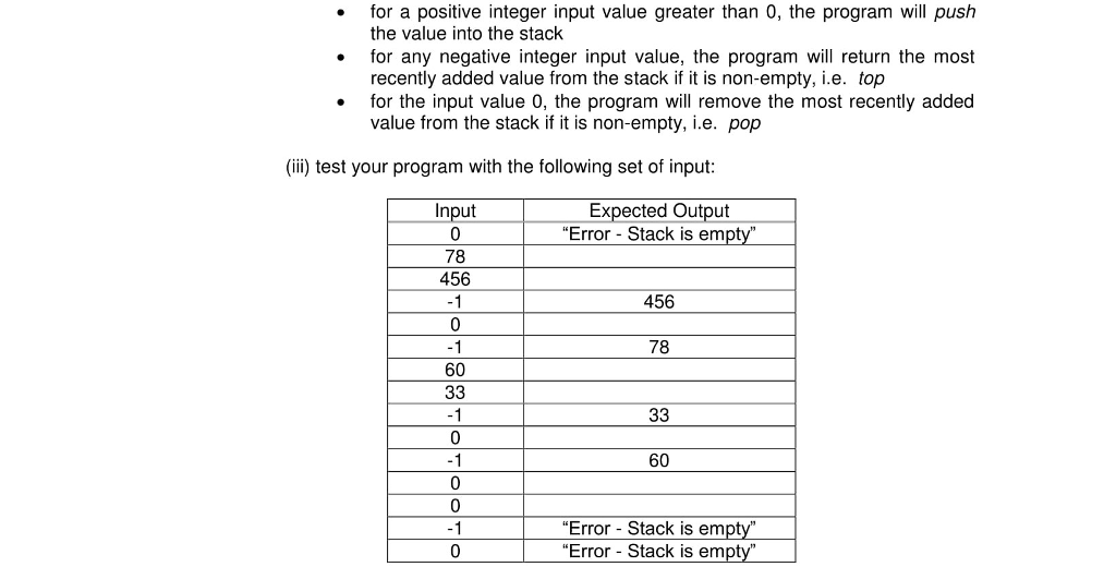 a Stack using an integer array: stack init(): Make the stack empty