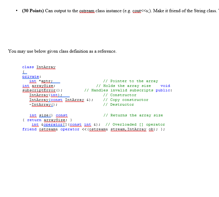 String Class implementation. DO NOT USEINCLUDE string type (e g #include Objective: