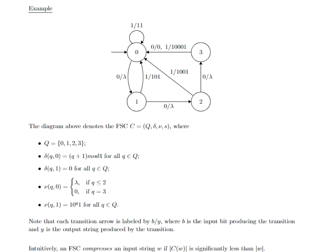  For the specific example Finite State Control C as shown above,