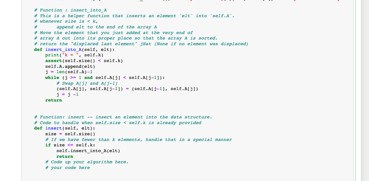 "#your code here". I cannot edit the last code block that is