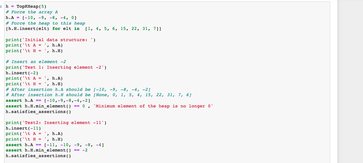 helper function that inserts an element 'elt' into "self.A". \# whenever size