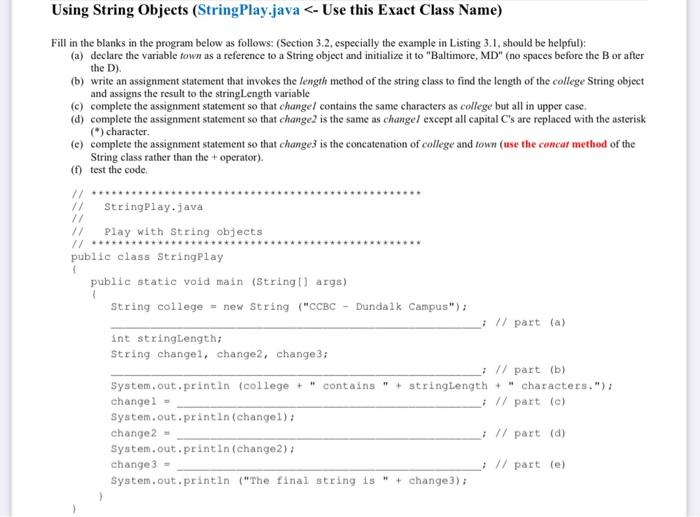  Using String Objects (String Play.java