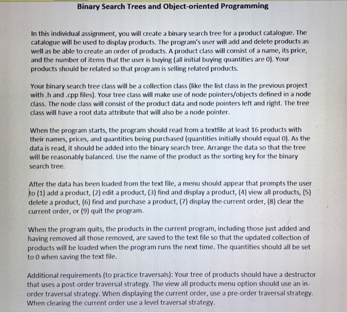  How can I do this in c++ Binary Search Trees and