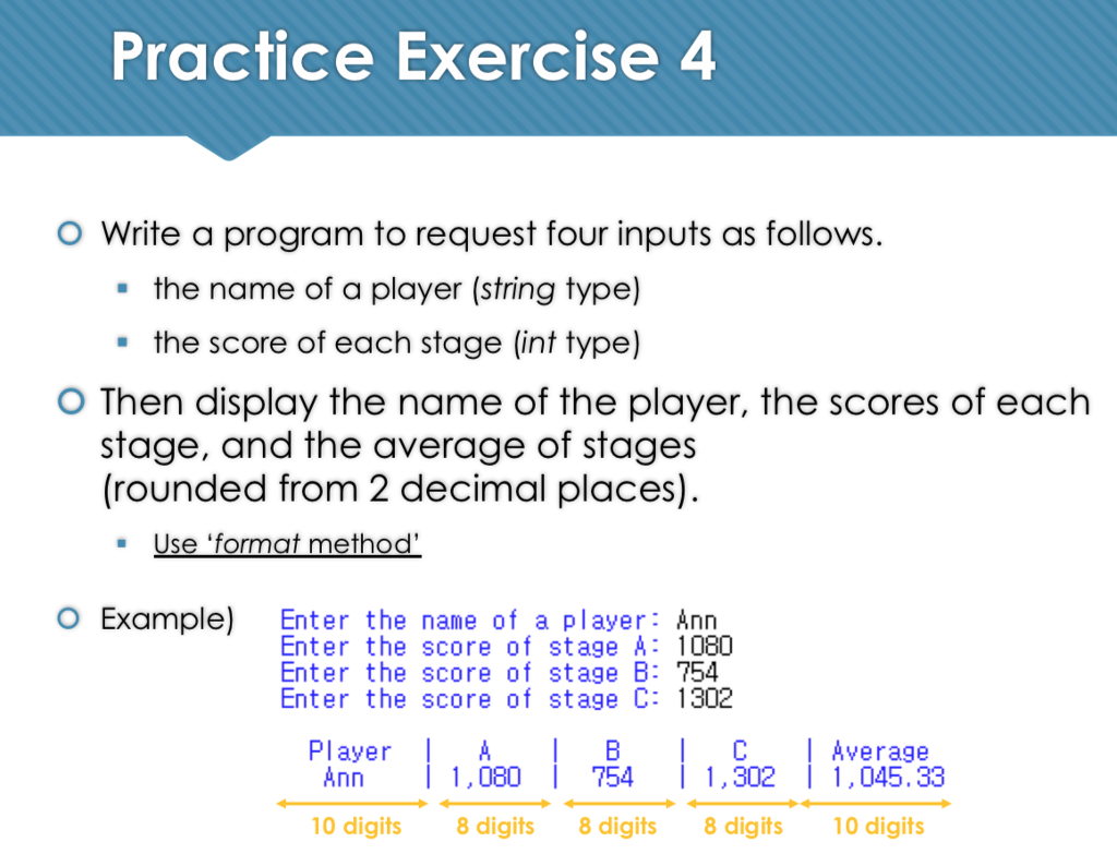  with python Practice Exercise 4 O Write a program to request