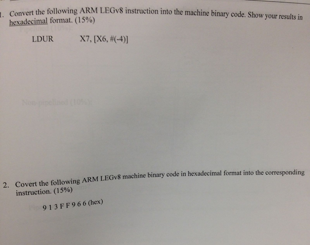 Convert the following ARM LEGv8 instruction into the machine binary code.
