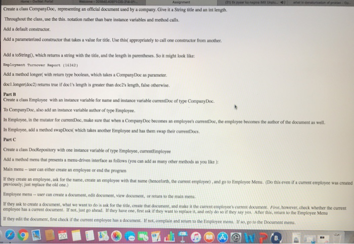  Create a class CompanyDoe, representing an official document used by a