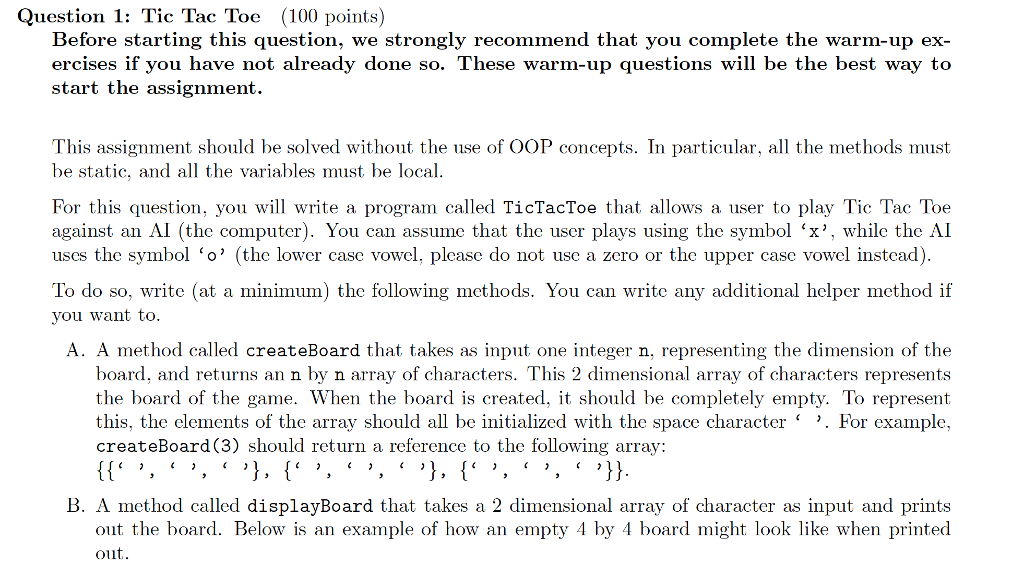 Someone help me to do this Tic Tac Toe assignment please!! Thanks!!
