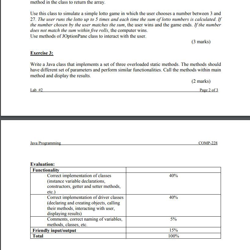 classes Practice the use of static methods in Java classes References: Read