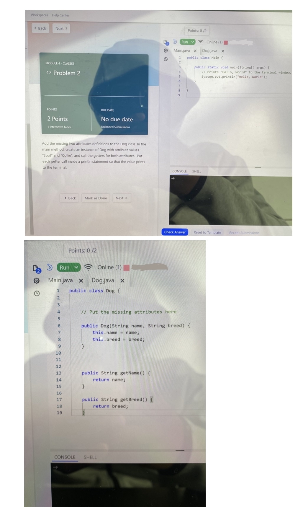  Please help me solve this code in Java, please specify whether