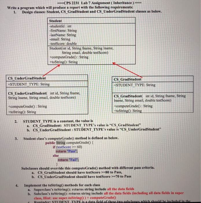  ASAP CPS 2231 Lab 7 Assignment ( Inheritance Write a program
