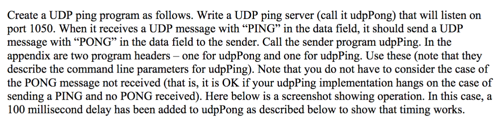  please need some help with those questions Create a UDP ping