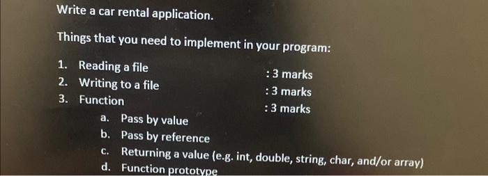in c++ without using array Things that you need to implement in