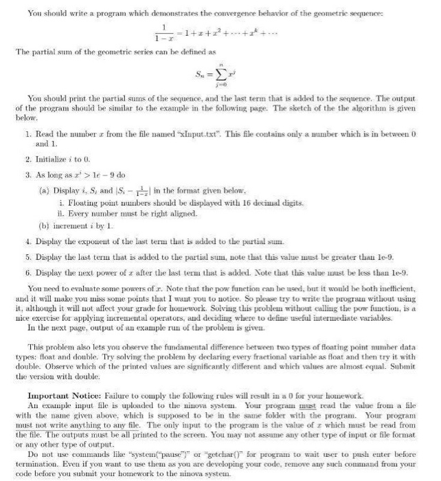  Yon should write a program which demonstrates the convergence behavior of