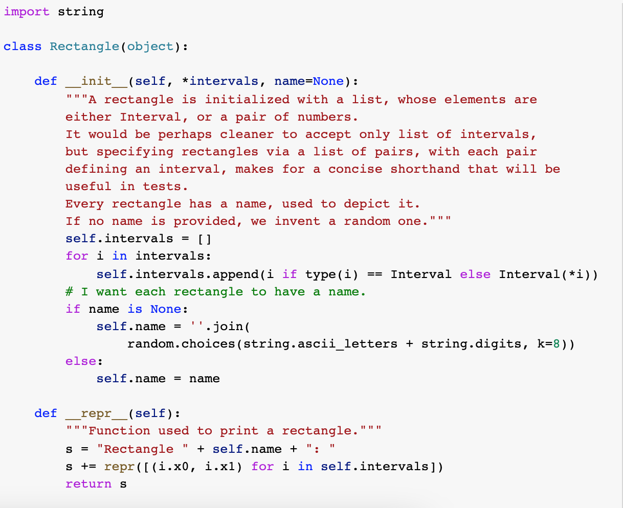 need def region_bounding_box(self): and def rectangle_random_point(self): import string class Rectangle(object): def init