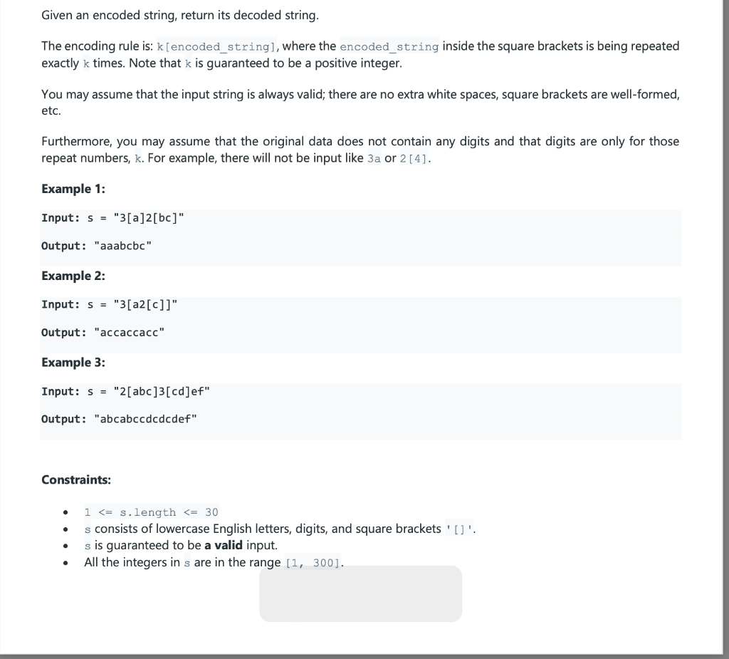 in C please Given an encoded string, return its decoded string. The