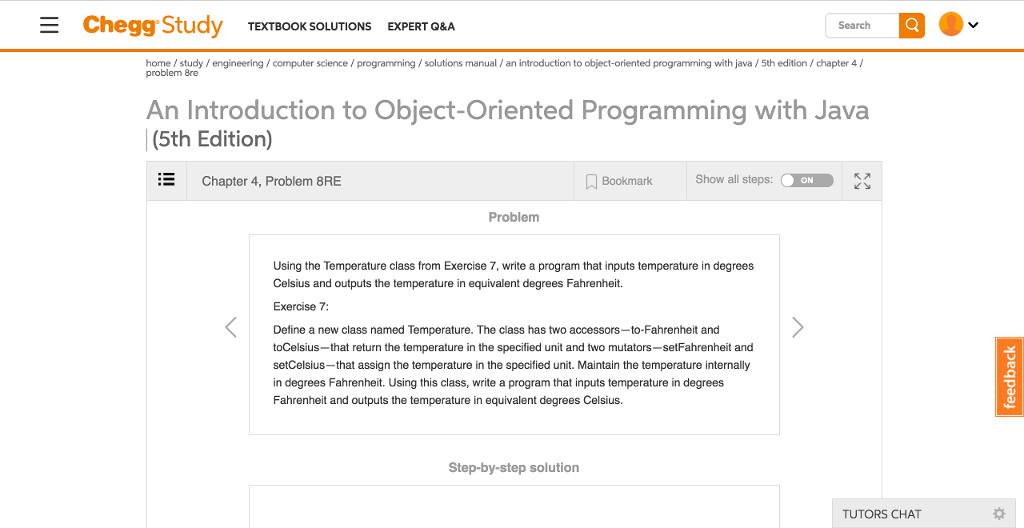 Using the Temperature class from Exercise 7, write a program that