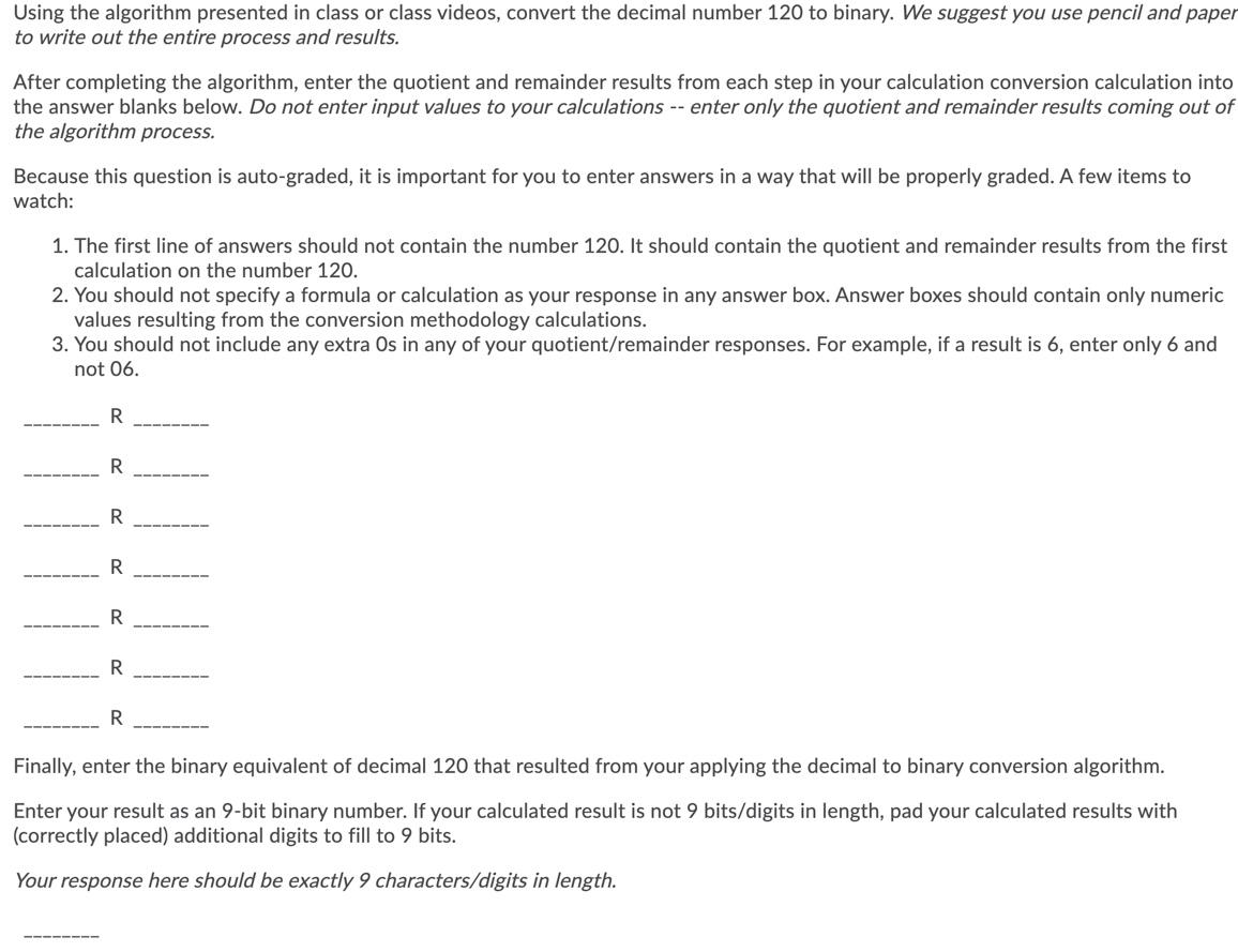  Using the algorithm presented in class or class videos, convert the