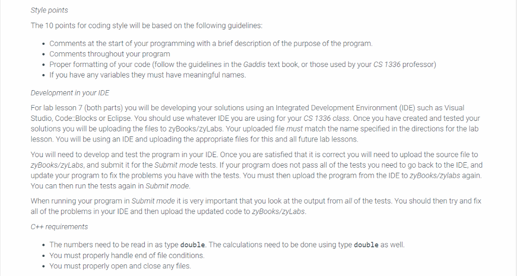 [C++] Style points The 10 points for coding style will be based