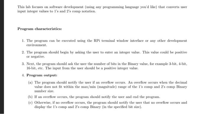 please use python This lab focuses on software development (using any programming