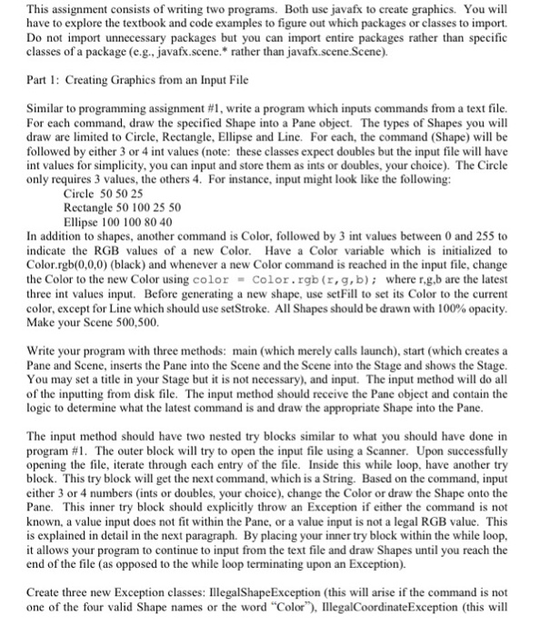  Question: Input files (and 1 example output file): This assignment consists