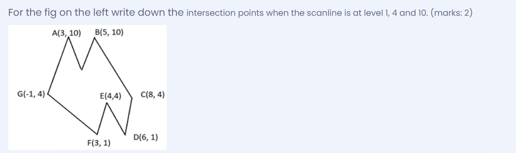 Subject: Computer Graphics For the fig on the left write down the