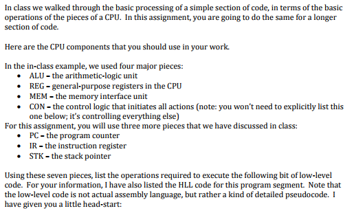  In class we walked through the basic processing of a simple
