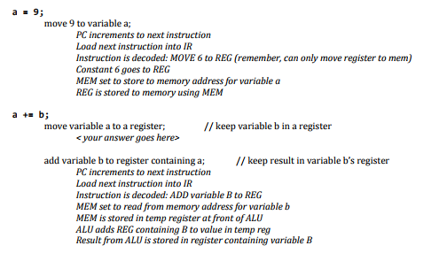 section of code, in terms of the basic operations of the pieces