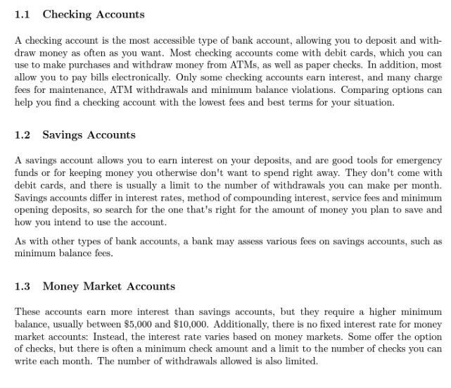 Please do the implementation in Java. Thanks 1.1 Checking Ac counts A