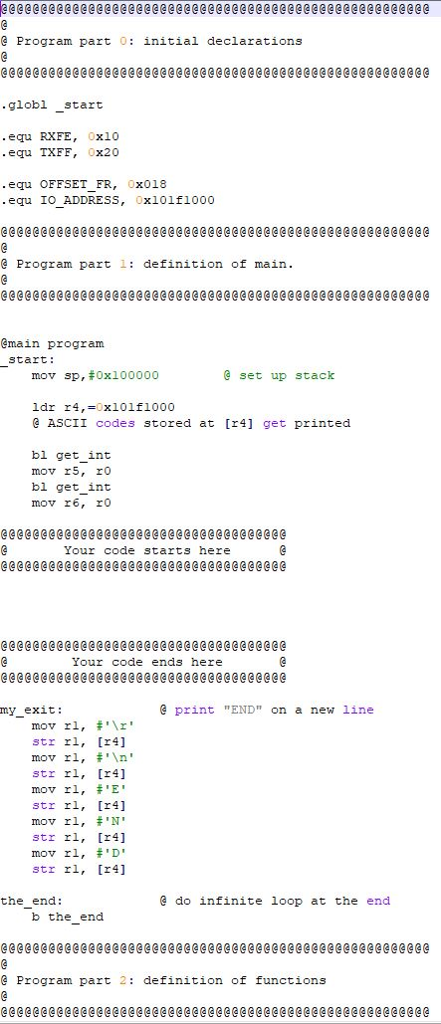  Complete this task3.s ARM assembly code to produce an assembly program