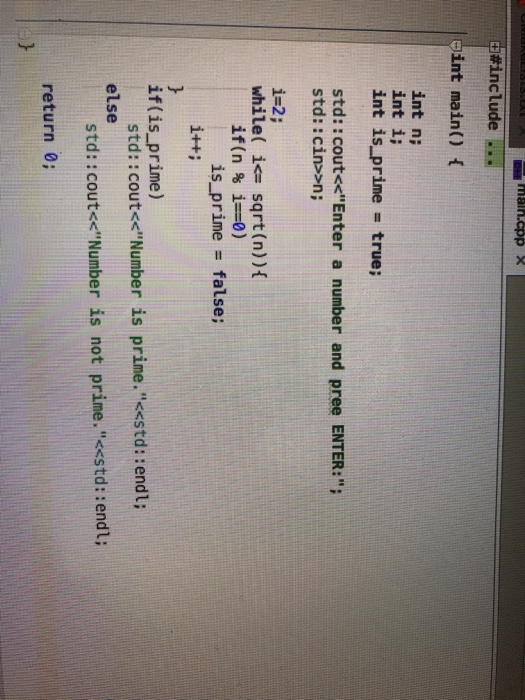  #include int main() int n int i; int is prime true