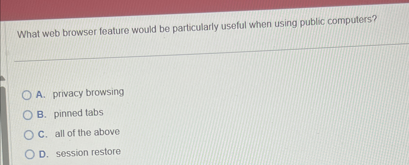  What web browser feature would be particularly useful when using public