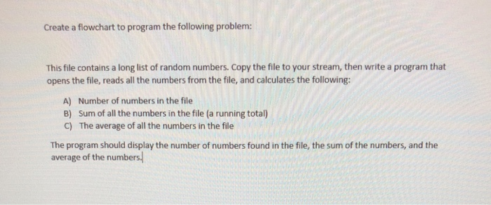  Create a flowchart to program the following problem: This file contains
