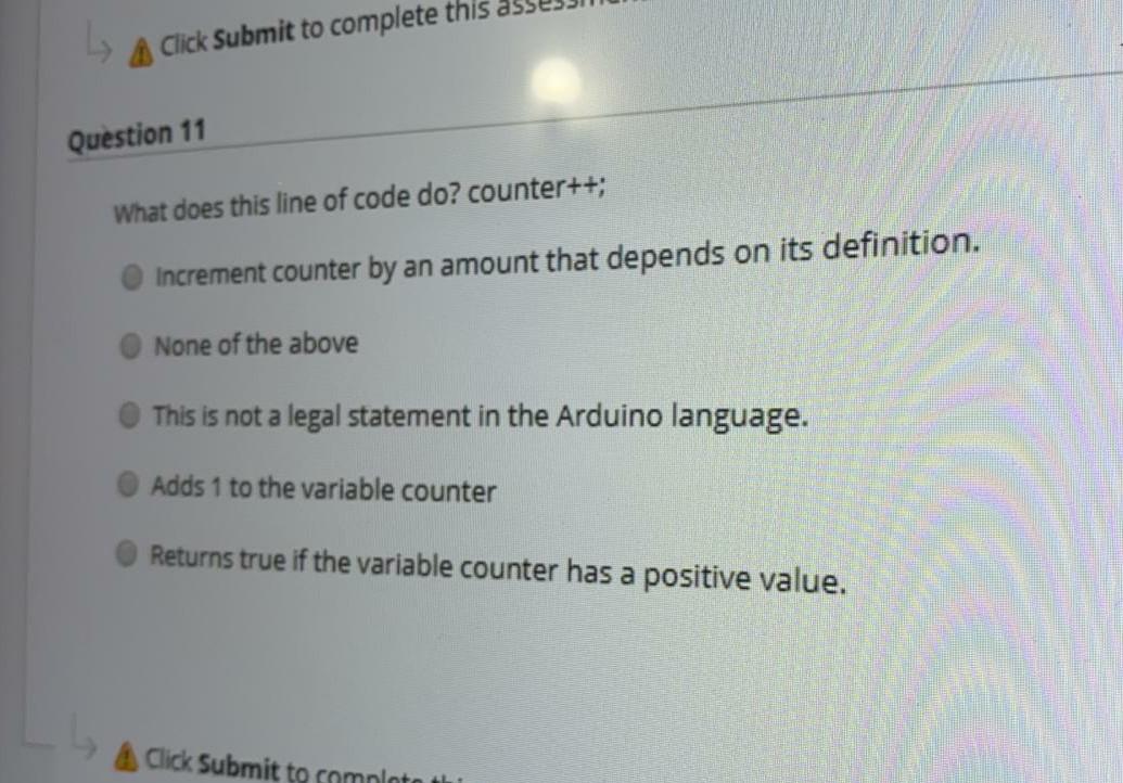  Click Submit to complete this Question 11 What does this line