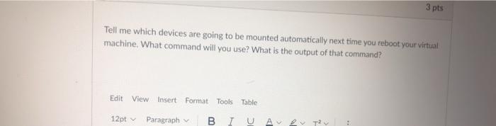  answer in linux please 3 pts Tell me which devices are