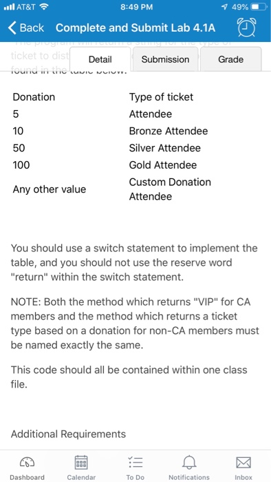 4.1A Detail Submission Grade Complete and Submit Lab 4.1A Due: Oct 20,