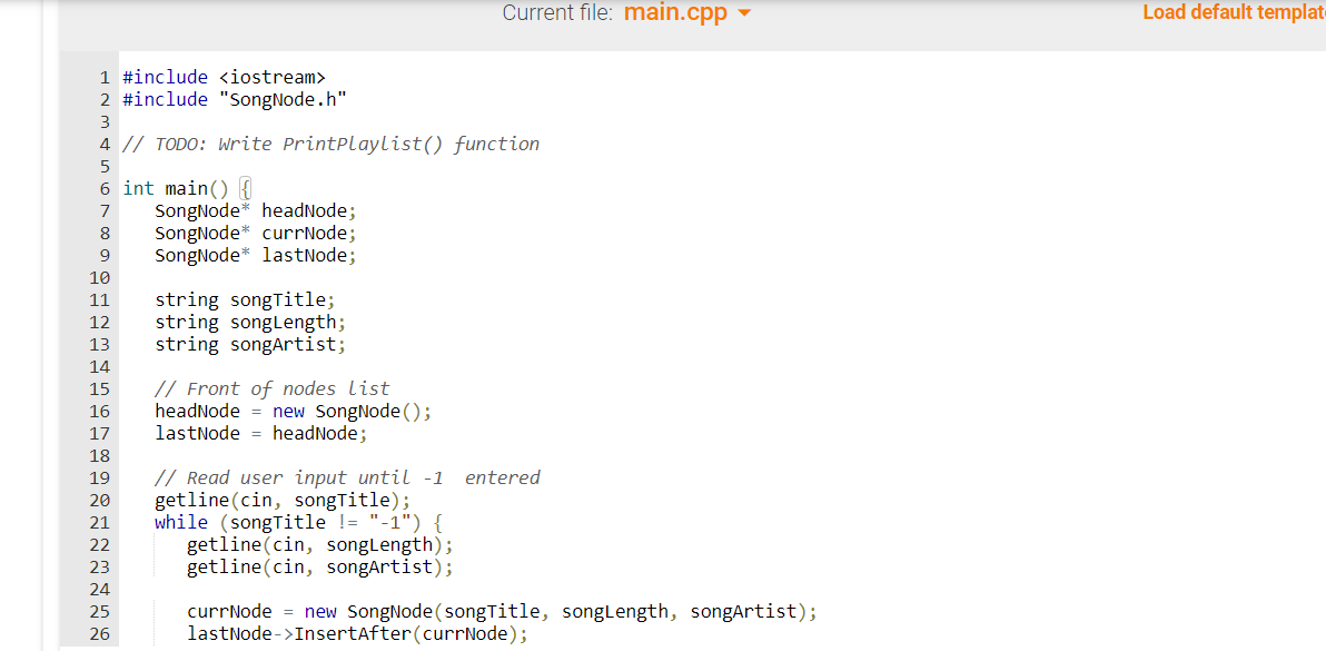 songs in the playlist. DO NOT print the dummy head node. Ex: