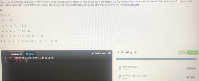 PYTHON Given a list of potentially duplicate regers return a list of