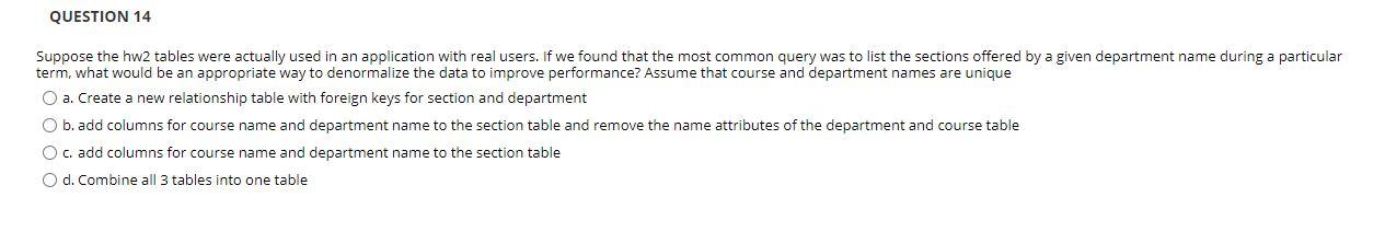 hw2 table: create.sql -- represents college departments CREATE TABLE solution.department (