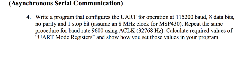 Write a program that configures the UART for operation at 115200