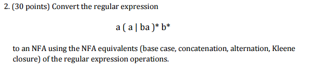 Convert the regular expression a (a | ba)* b* to an