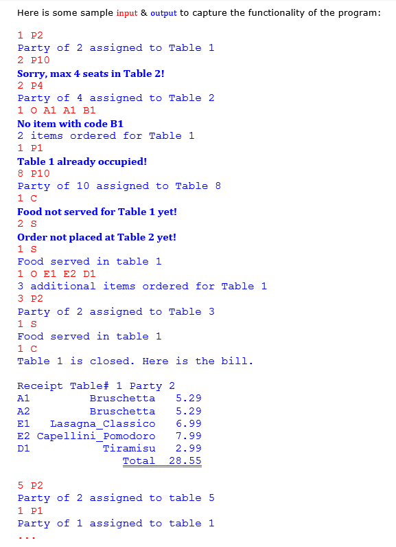 (screenshotted here). It has the table information & the menu list Use