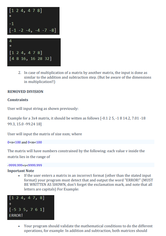 supports all necessary operations that can be done on Matrices. Operations that