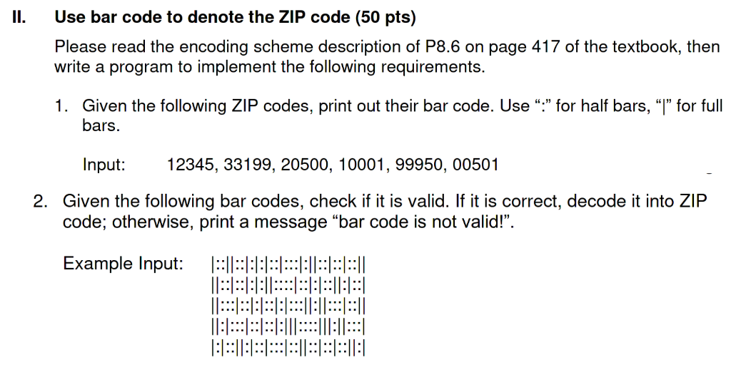 JAVA Use bar code to denote the ZIP code JAVA Use bar