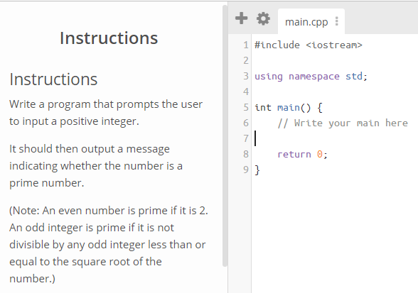  +main.cpp Instructions 1 #include 3 using nanespace std; 4 5 int