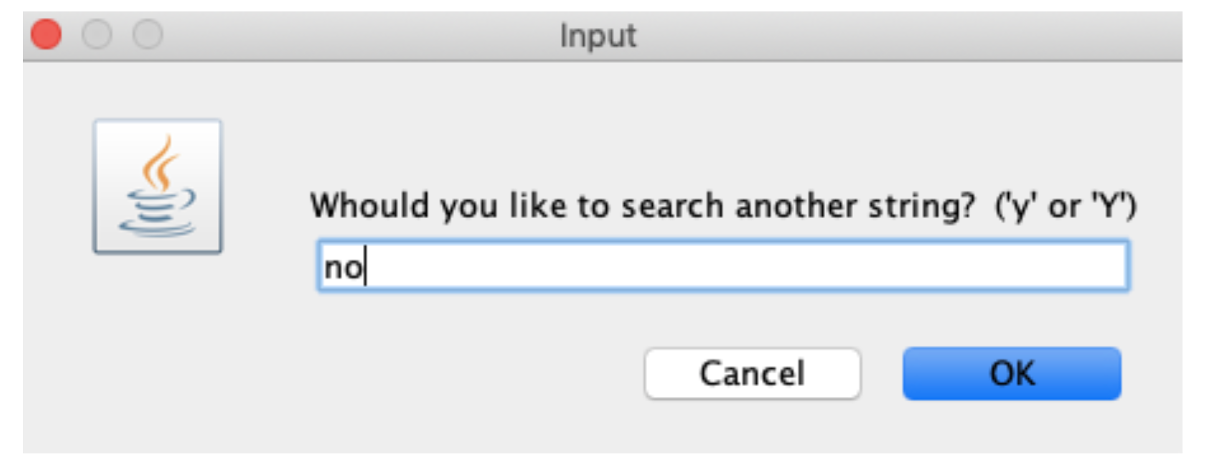 using an input dialog. The program should then display the sentence entered,