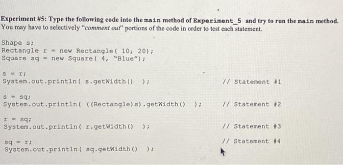  use the information above to write a code for experiment 5